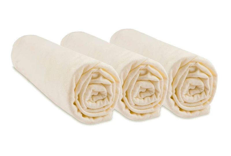 Set of 3 Organic Cotton Fitted Sheets for Cot 60 x 120 cm - 2 Colours Available - Natural Ecru