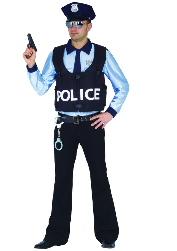 Ciao L 16143 16143-Policeman Adult Costume, Size, Blue/Light Blue - Image 1