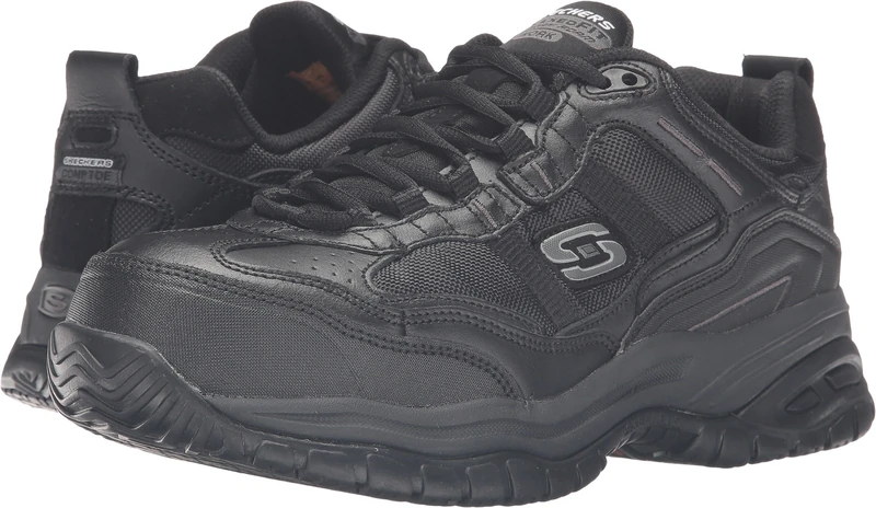 Skechers Men's Work Relaxed Fit Soft Stride Grinnel Comp, Black - 7 4E US