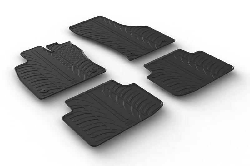 Gledring Rubber Mat Set Compatible with Volkswagen Passat 3G Sedan/Variant 2014- (T Profile 4-Piece + Mounting Clips)