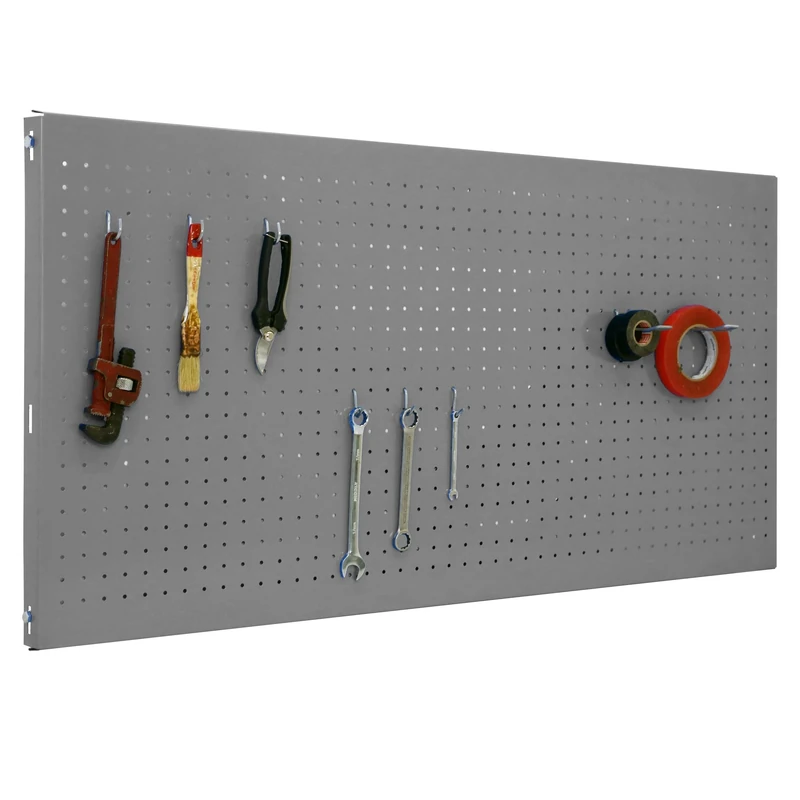 Simon Rack Tool Pegboard with 8 accesories, 600x1200x35, Metal Pegboard, Grey - PANEL CLICK