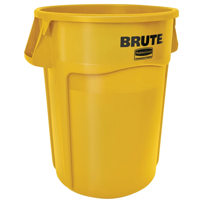 Rubbermaid FG264360YEL-001 Brute Container with Venting Channels, 166.5 L, Yellow