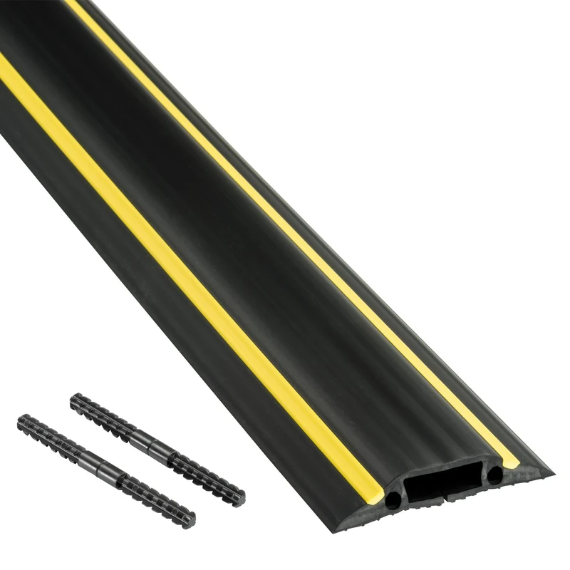D-Line Floor Cable Protector, FC83H/9M, Medium Duty Cable Cover, Protect Cables & Prevent Trip Hazards - 9 Meter (L) - Cable Cavity 30mm (W) x 10mm (H) - Black & Yellow