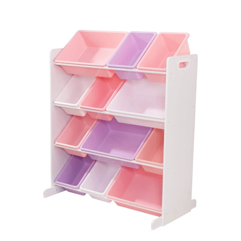 KidKraft Pastel Sort It and Store It Toy Organiser, Kids' Storage Unit with 12 Plastic Bins, Removable Storage Boxes, Children's Playroom/Bedroom Furniture, 15450