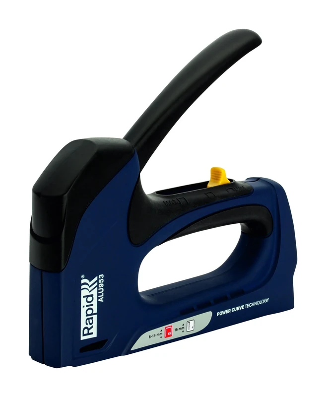 Rapid Heavy Duty Dual Staple Gun ALU953 for No. 53 Staples and No. 8 Brads, Manual Staple Gun with 3-Step Force Adjuster, Powercurve Technology and Easy-to-Squeeze Trigger (5000516), Blue