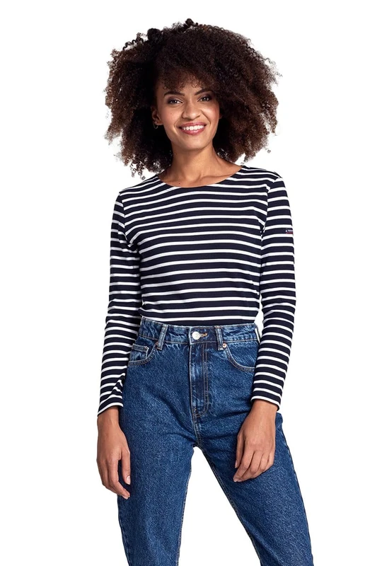 Armor Lux 04277,Women's Striped Long Sleeve T-Shirt ,Blue (Bi8 Rich Navy / White),Size 1