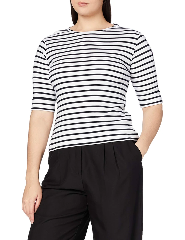 Armor Lux Women's T-Shirt, White (bi9 Blanc/rich Navy), 40 EU, 12 UK, Manufacture Size: 2 - Image 1