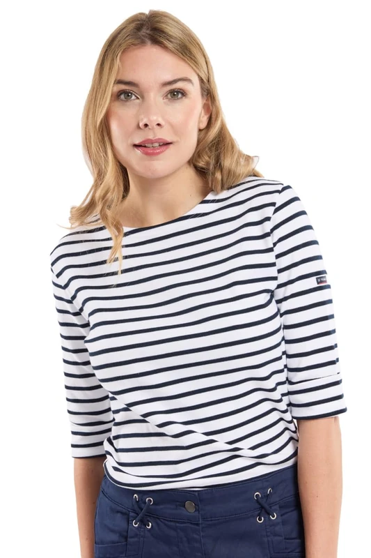 Armor Lux Women's T-Shirt, White (bi9 Blanc/rich Navy), 42 EU, 14 UK, Manufacture Size: 3