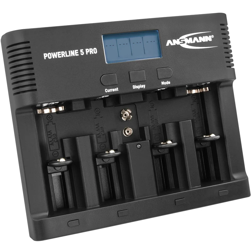 ANSMANN Battery charger for 1-4 AA, AAA, C or D + 1 x 9 V block batteries - NiMH battery charger with 4 charging programs: charging/discharging/testing/refreshing/safety shutdown for safe use