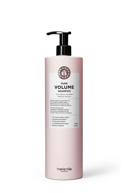 Maria Nila Pure Volume, Volumizing Shampoo for Thicker Hair, Panthenol/Provitamin B5 Gives Volume to Thin & Fine Hair, 100% Vegan & Sulfate/Paraben free, 1000 ml