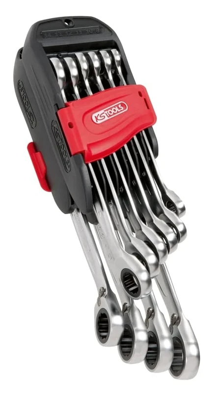 KS Tools 503.4620 Set of 10 Double Ratchet Spanner Set on Stand 8-10-11-12-13-14-16-17-18-19 mm