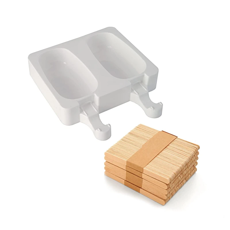 Silikomart | Set of 3 Kits – GEL01 Classic Silicone Ice Cream Molds, 2 Silicone Molds + 50 Sticks and Recipe Book, Non-Stick, Easy Ice Cream, 93 x 48 x 25 mm, 180 ml, Made in Italy - Image 1