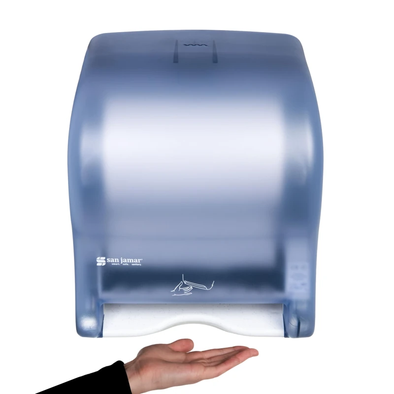 San Jamar T8400TBL Smart Essence Electronic Roll Towel Dispenser, Classic, Arctic Blue