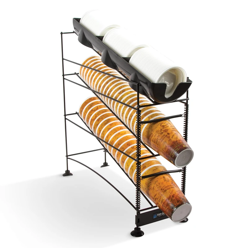 San Jamar C8503WF Wireworks Cup Dispenser and Lid Organizer, 3 Tier, 491 mm H x 162 mm W x 464 mm D - Image 1
