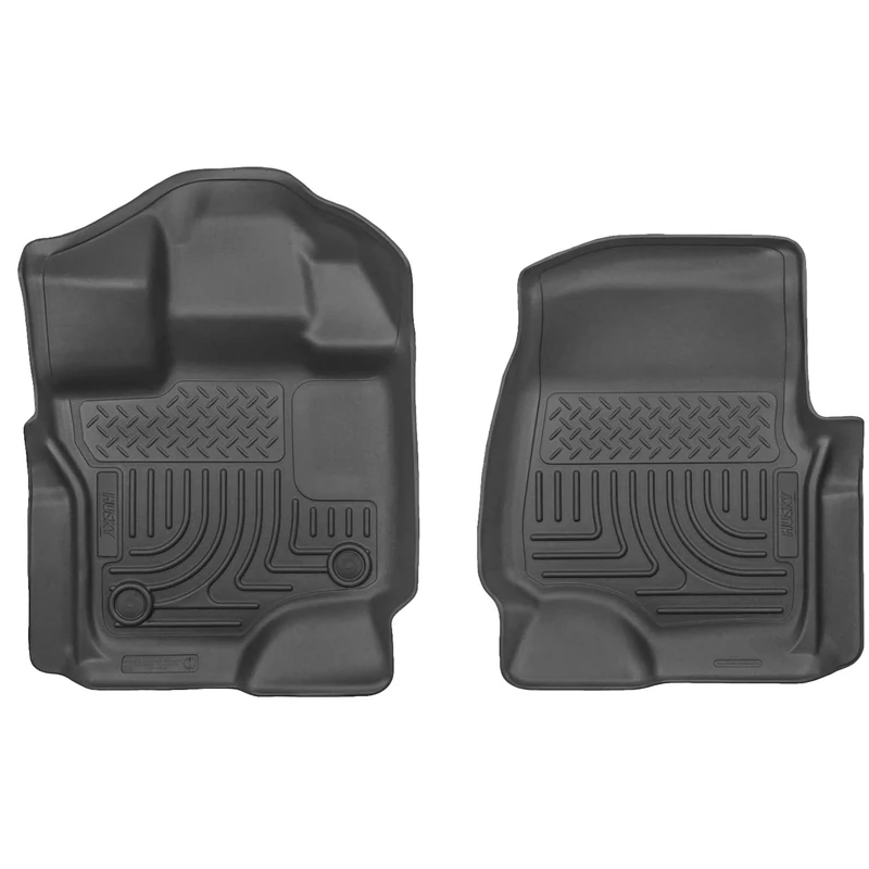 Husky Liners Weatherbeater Floor Mats | Fits 2015-2024 Ford F-150 (Includes 2022-2024 Lightning) SuperCrew & SuperCab | Front Row, 2-pc Black - 18361