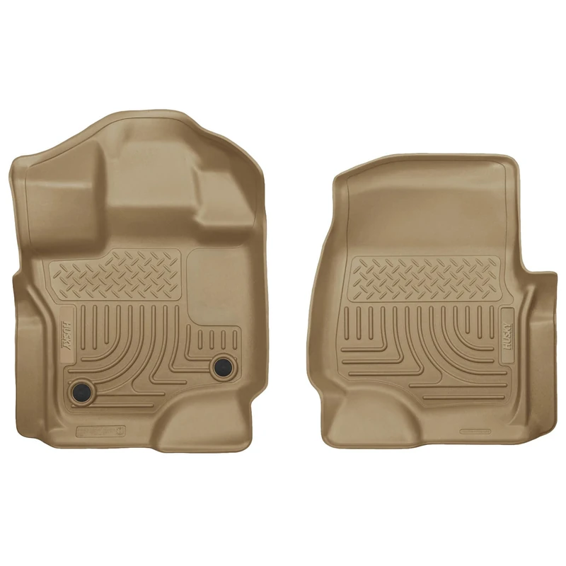 Husky Liners Weatherbeater Series | Front Floor Liners - Tan | 18363 | Fits 2015-2022 Ford F-150 SuperCrew/SuperCab 2 Pcs