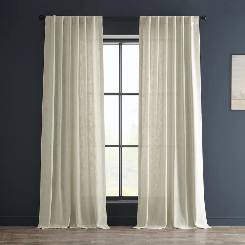 HPD Half Price Drapes Semi Sheer Faux Linen Curtains for Bedroom 120 inches Long Light Filtering Living Room Window Curtain (1 Panel), 50W x 120L, Barley