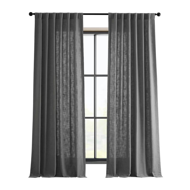 HPD Half Price Drapes Premium Heavy Faux Linen Curtains for Living Room (1 Panel), 50W x 120L Light Filtering Curtains 120 Inches Long Window Curtains for Bedroom, Pewter Grey