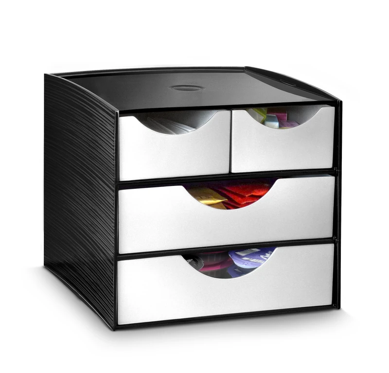 CEP Polystyrene Storage Station with 2 Small Drawers and 2 Large Drawers, Metal Grey - Image 1