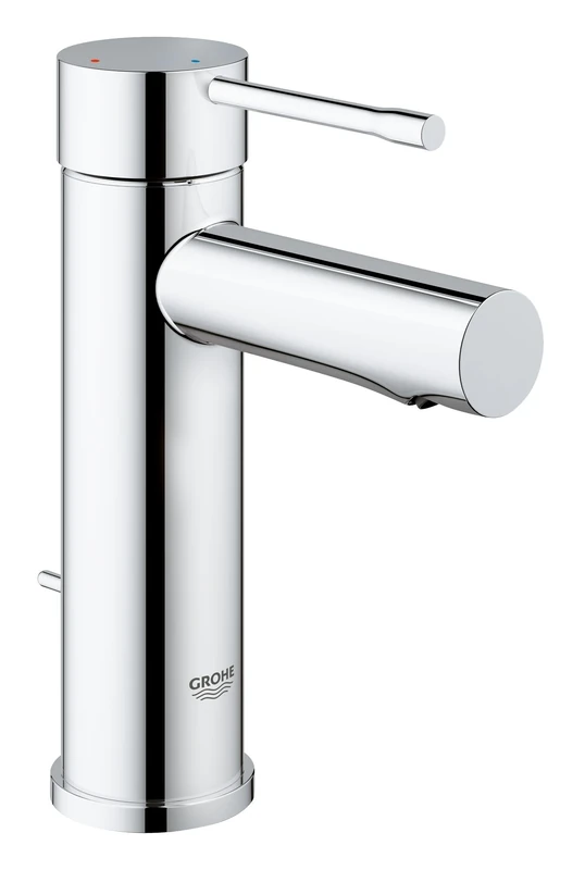 GROHE Essence Basin Mixer Tap with Pop-Up Waste Set (S-Size 208 mm, Metal Lever, 28 mm Ceramic Cartridge, Water & Energy Saving, 3/8 Inch Tails), Chrome, 23379001
