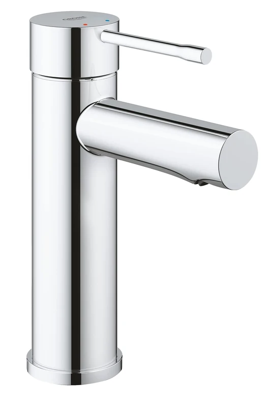 GROHE Essence Smooth Body Basin Mixer Tap (S-Size 208 mm, Metal Lever, 28 mm Ceramic Cartridge, Water Saving, 3/8 Inch Tails), Chrome, 34294001