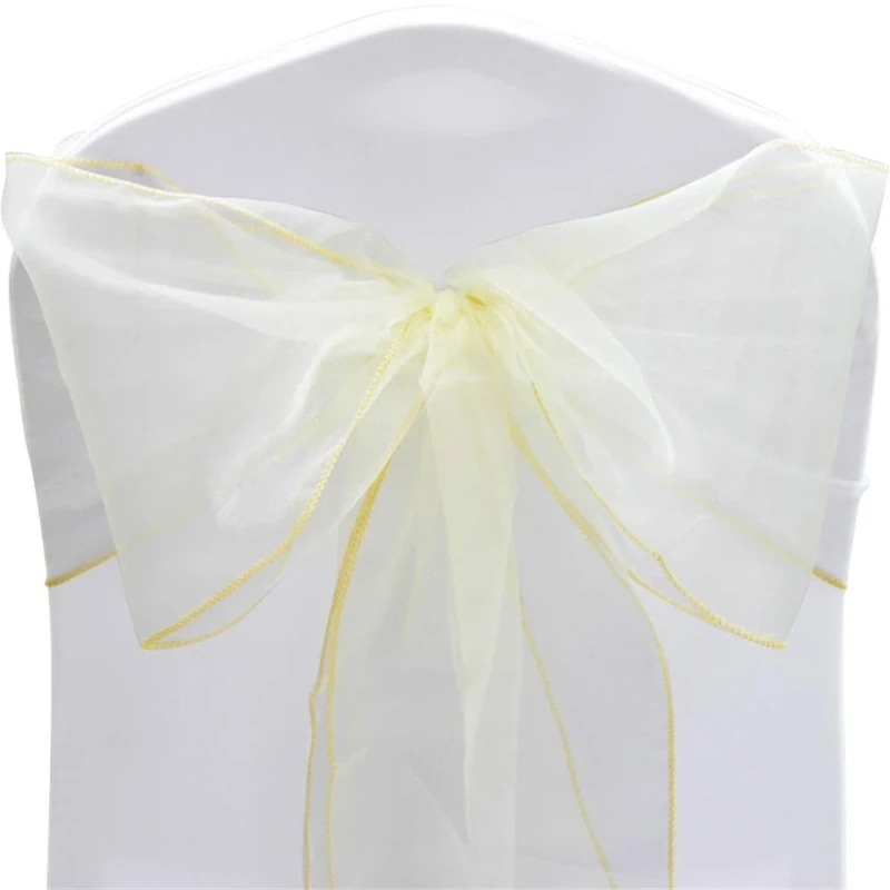 Time to Sparkle Pack of 10 Organza Sashes 22x280cm/9x110inch Wider Sash Fuller Bows Chair Cover Bows Sash for Wedding Party Birthday Decoration - Ivory