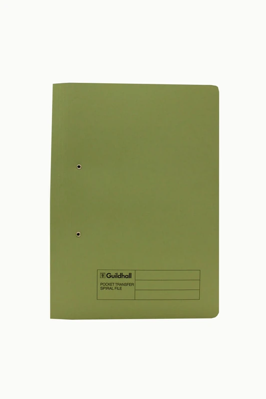 Exacompta - Ref 211/9062Z - Guildhall - Pocket Spiral File, 325 x 357mm, 315gsm Heavyweight Manilla, A4 & Foolscap, Right Hand Pocket, Blue Angel Certified - Green, Pack of 25