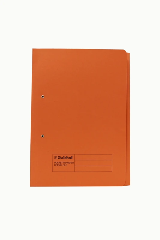 Exacompta - Ref 211/9063Z - Guildhall - Pocket Spiral File, 325 x 357mm, 315gsm Heavyweight Manilla, A4 & Foolscap, Right Hand Pocket, Blue Angel Certified - Orange, Pack of 25