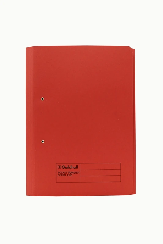 Exacompta - Ref 211/9065Z - Guildhall - Pocket Spiral File, 325 x 357mm, 315gsm Heavyweight Manilla, A4 & Foolscap, Right Hand Pocket, Blue Angel Certified - Red, Pack of 25