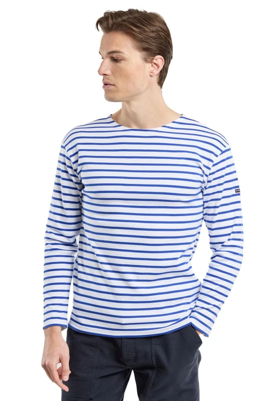 Armor Lux Men's 1525 Striped Long Sleeve T-Shirt, Blanc (Dw5 Blanc/Étoile), Medium