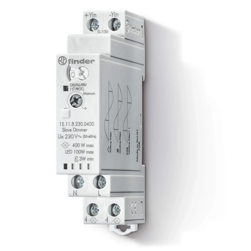 Finder 151182300400PAS Modular Light Type Slave Dimmer for LED/CFL/Halogen 35 mm Mounting Rail 400W 230 V