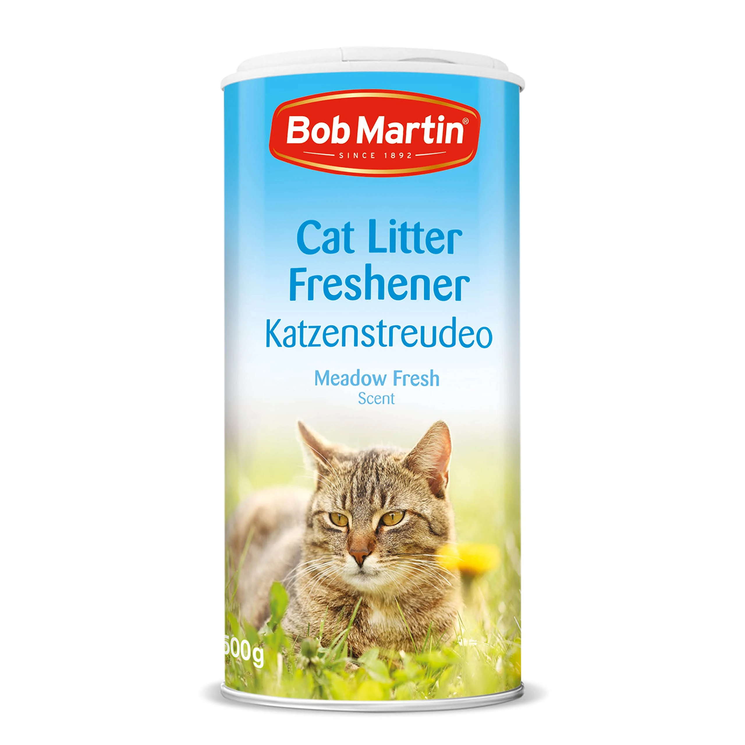 Bob Martin Cat Litter Freshener Powder, Meadow Fresh Scent - Effective Odour Control for Longer Lasting Freshness, Made in the UK (500g)