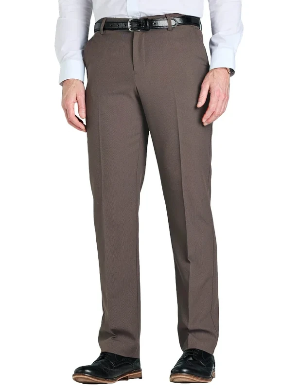 Farah Mens Flex Trouser Pants with Self-Adjusting Waistband Taupe 40W x 27L