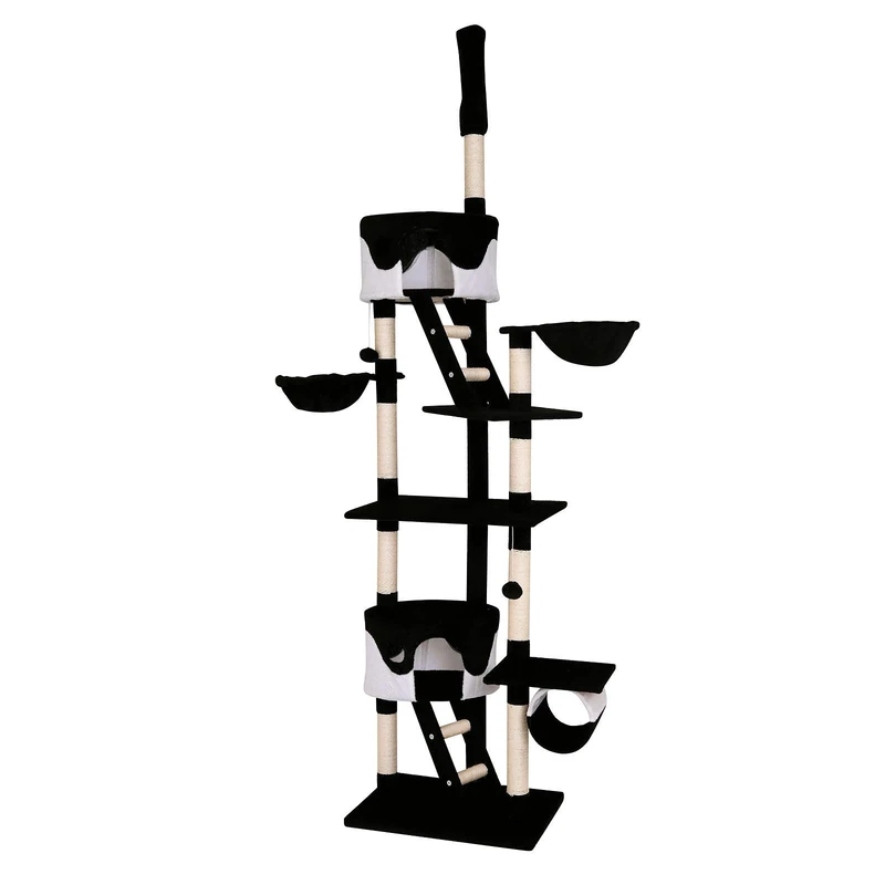 lionto dibea Cat Tree Activity Centre High Ceiling Scratching Post, 240 to 260 cm, Black/White