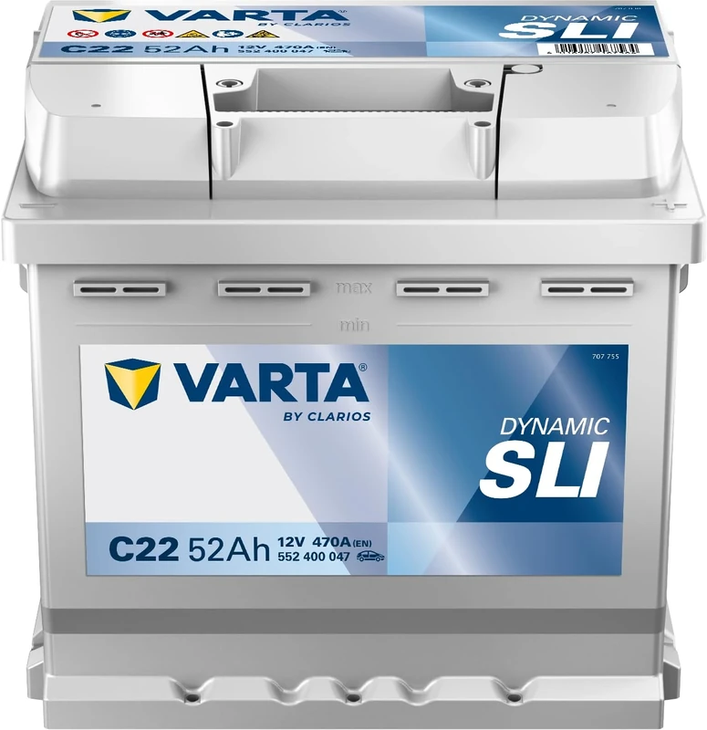 Varta Blue Dynamic C22 Car Battery, 5524000473132 12V 52 mAh 470 A