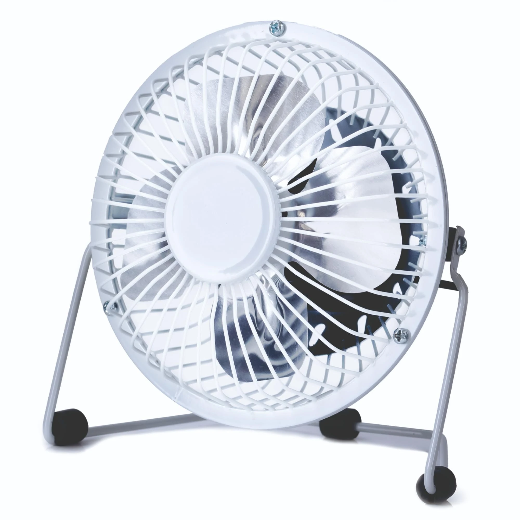 Status Portable USB Powered 4" Desk Mini Fan - White Metal