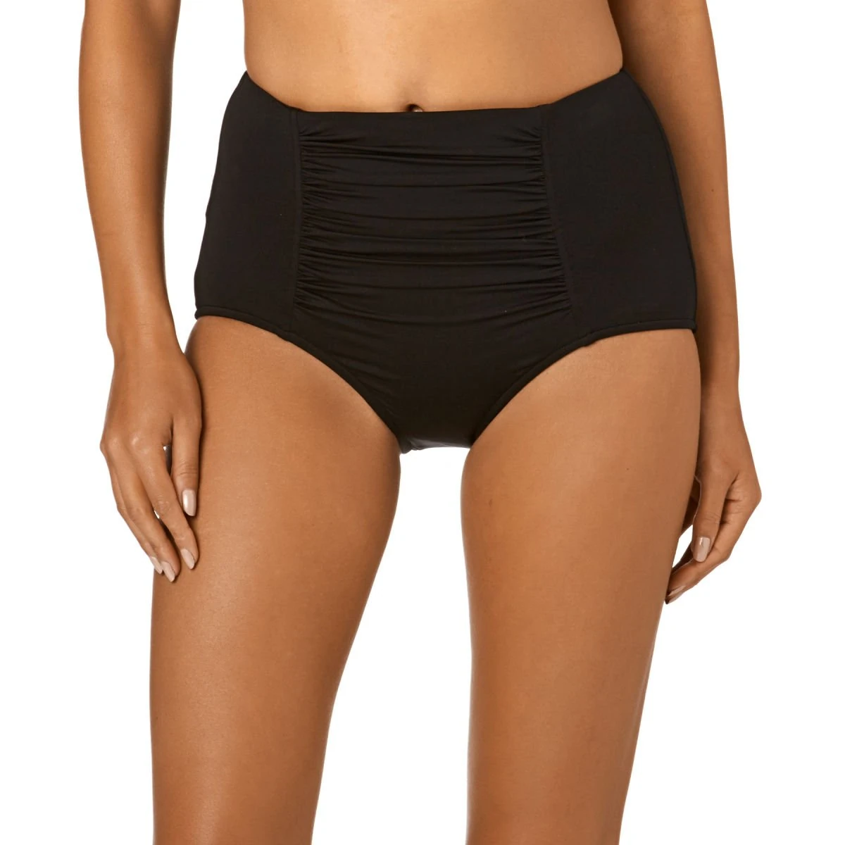 SEAFOLLY - Bikini Bottoms - High Waisted Full Coverage Bikini Bottom Swimsuit Womens 10 Black