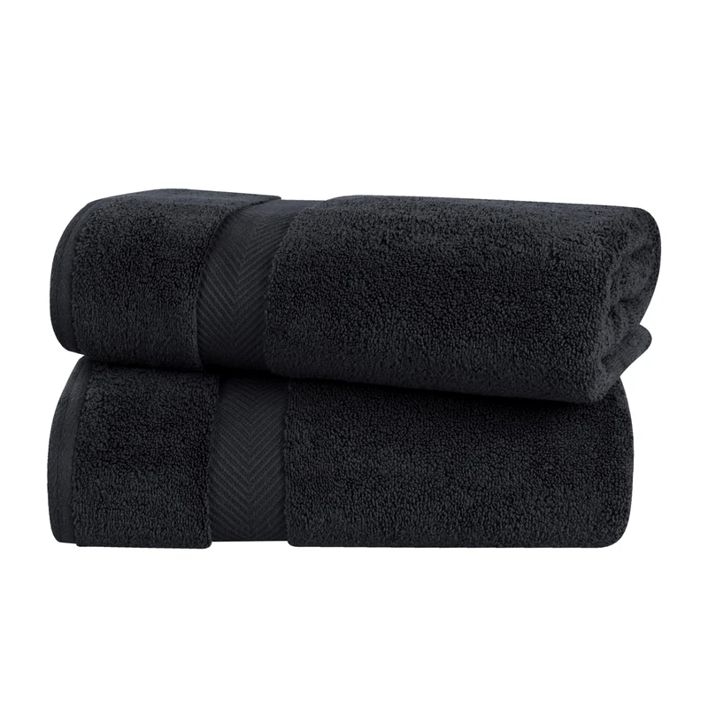 Superior Collection 100% Zero Twist Cotton Super Soft and Absorbent Bath Sheet Set, Black (Set of 2)
