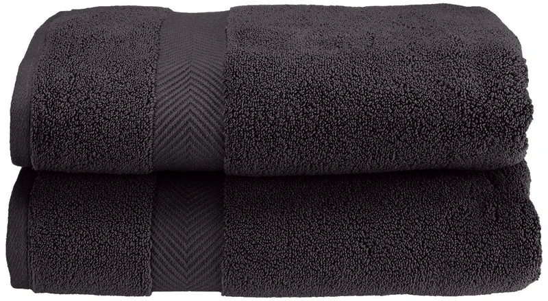 Superior Collection 100% Zero Twist Cotton Super Soft and Absorbent Bath Towel Set, Black (Set of 2)