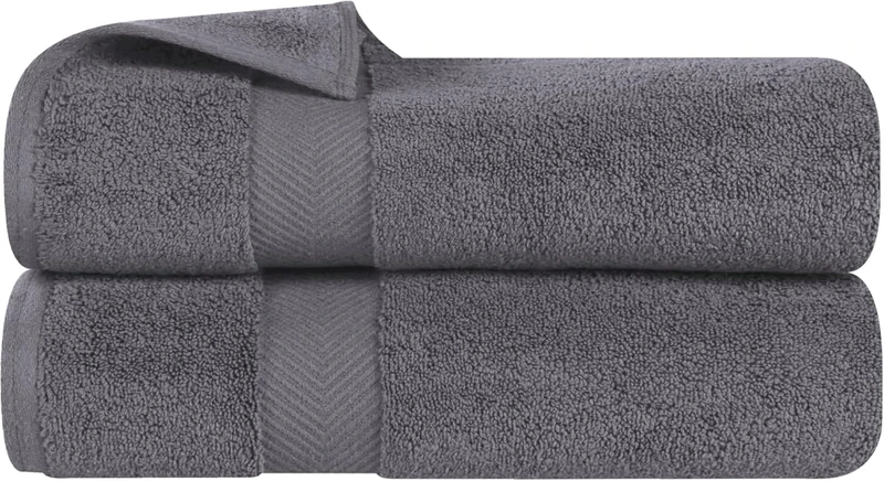 Superior Collection 100% Zero Twist Cotton Super Soft and Absorbent Bath Towel Set, Grey (Set of 2)
