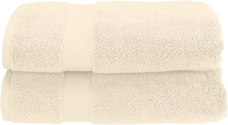 Superior Collection 100% Zero Twist Cotton Super Soft and Absorbent Bath Towel Set, Ivory (Set of 2)