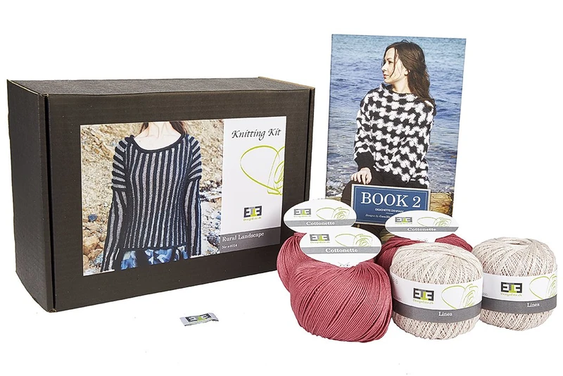 DesignEtte Knitting Kit Rural Landscape Linen/Cotton Light Pink/Old Dusty Rose XL