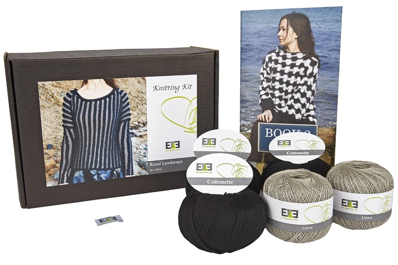 DesignEtte Knitting Kit Rural Landscape Linen/Cotton Poppy/Black 2XL - Image 1