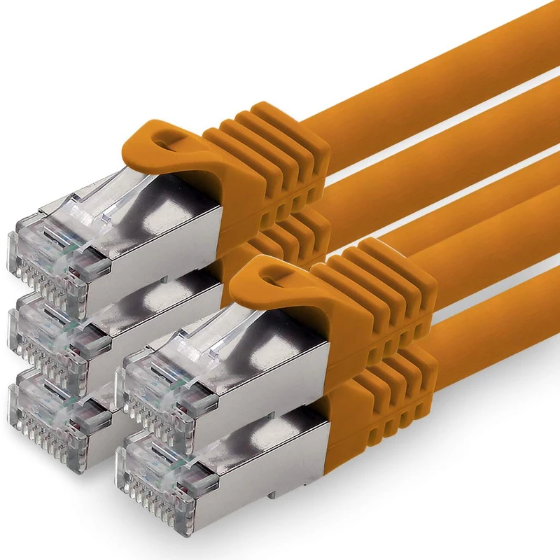 1aTTack.de 7.5 m - orange - pack of 5 CAT.7 network cable patch cable SFTP PIMF LSZH Gigabit Lan cable 10Gb s cat7 raw cable with RJ45 connector Cat6a compatible with CAT5 CAT6 cat7 cat8