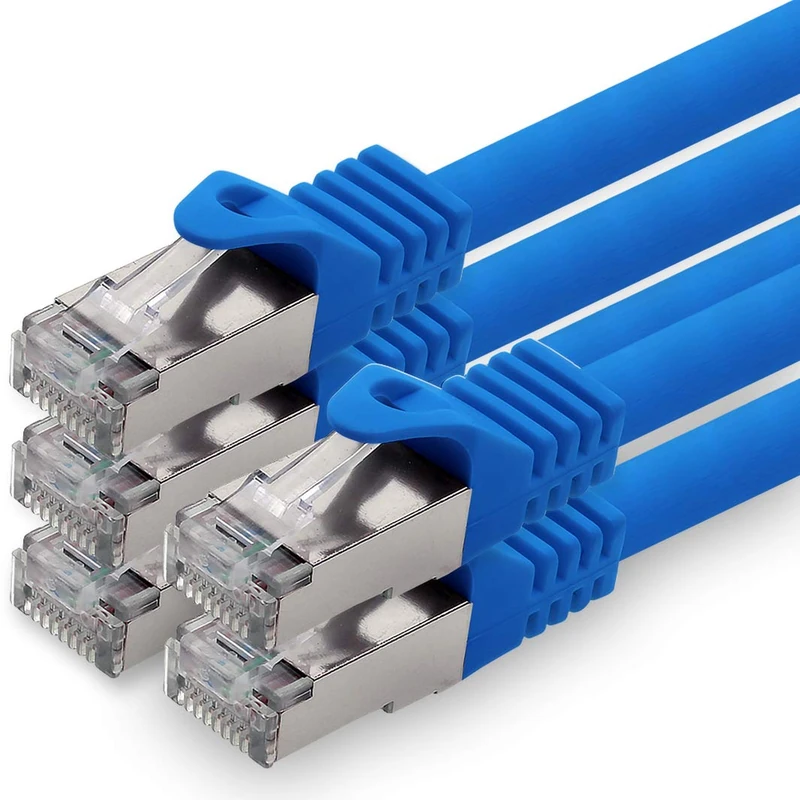 1aTTack.de 7.5 m - blue - pack of 5 CAT.7 network cable patch cable SFTP PIMF LSZH Gigabit Lan cable 10Gb s cat7 raw cable with RJ45 connector Cat6a compatible with CAT5 CAT6 cat7 cat8