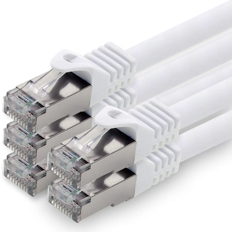 1aTTack.de 7.5 m - white - pack of 5 CAT.7 network cable patch cable SFTP PIMF LSZH Gigabit Lan cable 10Gb s cat7 raw cable with RJ45 connector Cat6a compatible with CAT5 CAT6 cat7 cat8