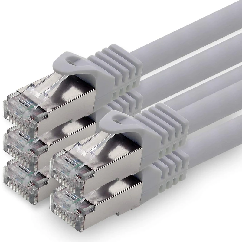 1aTTack.de 10m - gray - 5 pieces CAT.7 network cable patch cable SFTP PIMF LSZH Gigabit Lan cable 10Gb s cat7 raw cable with RJ45 connector Cat6a compatible with CAT5 CAT6 cat7 cat8