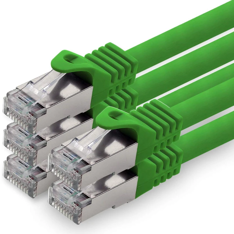 1aTTack.de 10m - green - 5 pieces CAT.7 network cable patch cable SFTP PIMF LSZH Gigabit Lan cable 10Gb s cat7 raw cable with RJ45 connector Cat6a compatible with CAT5 CAT6 cat7 cat8