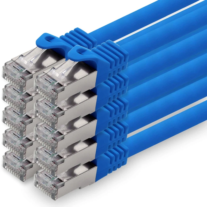 1aTTack.de 3.0 m - blue - pack of 10 CAT.7 network cable patch cable SFTP PIMF LSZH Gigabit Lan cable 10Gb s cat7 raw cable with RJ45 connector Cat6a compatible with CAT5 CAT6 cat7 cat8 - Image 1