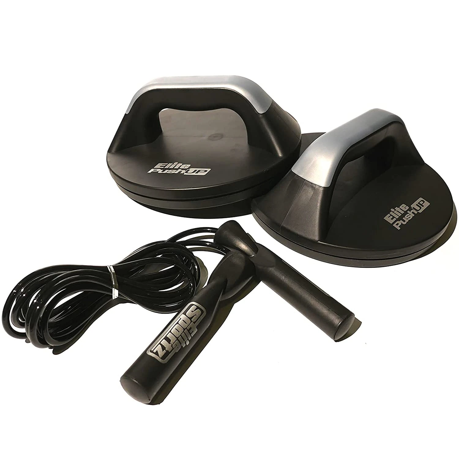 Elite Sportz Equipment Push Up Handles, Professional Quality Rotating Handle Bars for Press Ups, Pushup Equipment for Men & Women, Reduces Wrist Strain with Bonus Skipping Rope